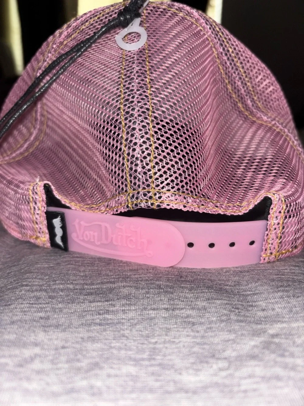 Von Dutch Black Trucker Cap with Pink Patch and Multicolor Logos - Picture 2 of 4